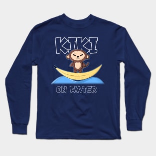 Cute Summer Kawaii Monkey On Banana Boat B Long Sleeve T-Shirt